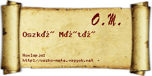 Oszkó Máté névjegykártya