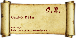 Oszkó Máté névjegykártya